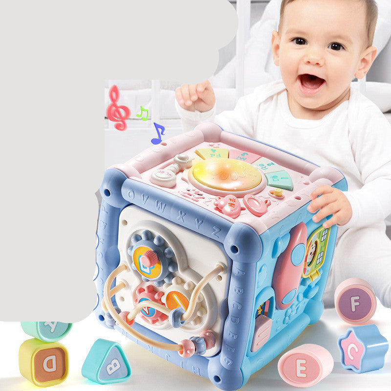 Baby Musical Hand Drum Toy – Activity Cube with Lights, Sounds, and Blocks