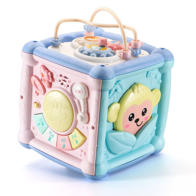 Baby Musical Hand Drum Toy – Activity Cube with Lights, Sounds, and Blocks