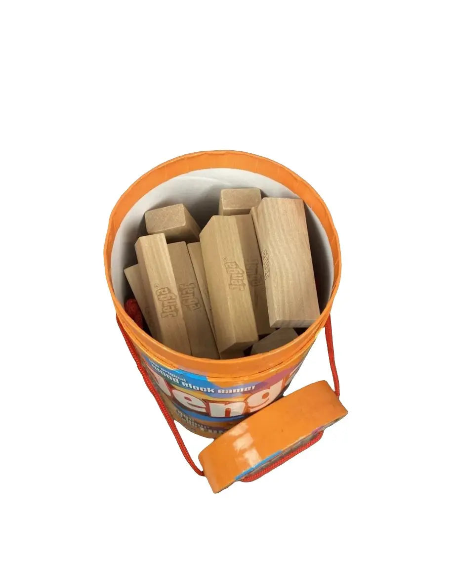 2006 JENGA the Original Wood Block Game - Parker Bros/Hasbro wooden blocks inside an orange container.