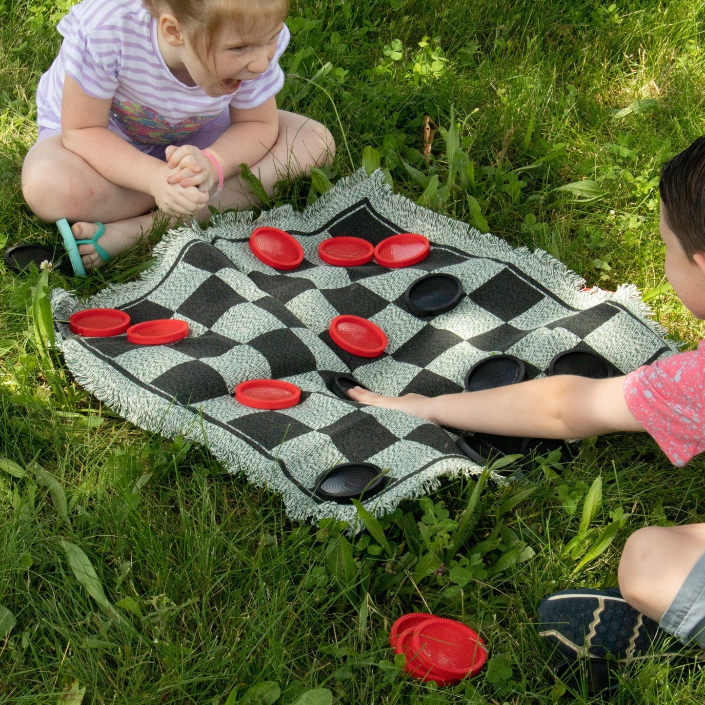 3 - in - 1 Giant Checkers Rug - The Bargains Basement3 - in - 1 Giant Checkers Rug