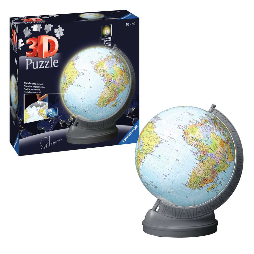 Light-Up Globe with Stand 548 Piece 3D Jigsaw Puzzle Ravensburger Puzzle Merchant