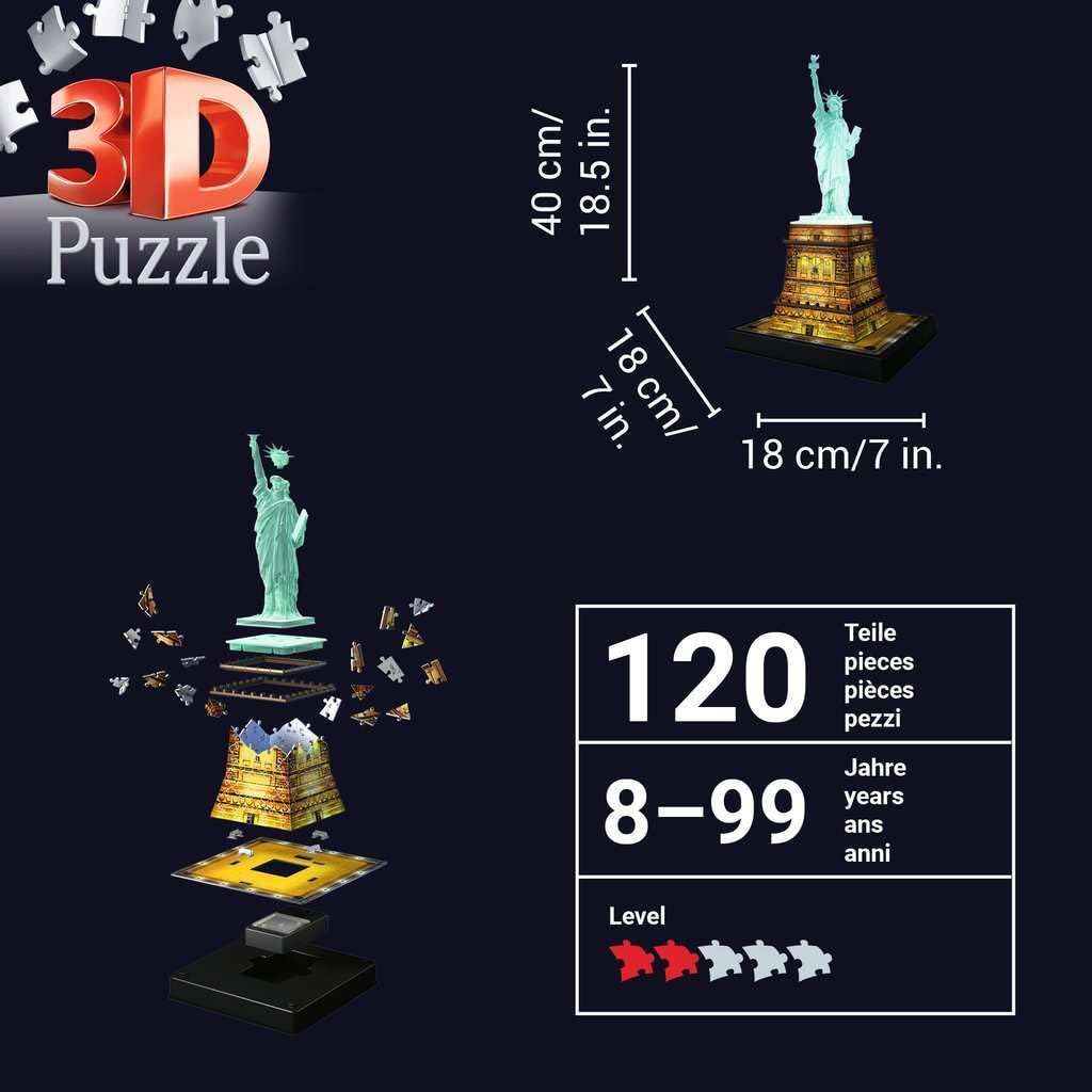 Light-Up Statue of Liberty 120 Piece 3D Jigsaw Puzzle Ravensburger Puzzle Merchant