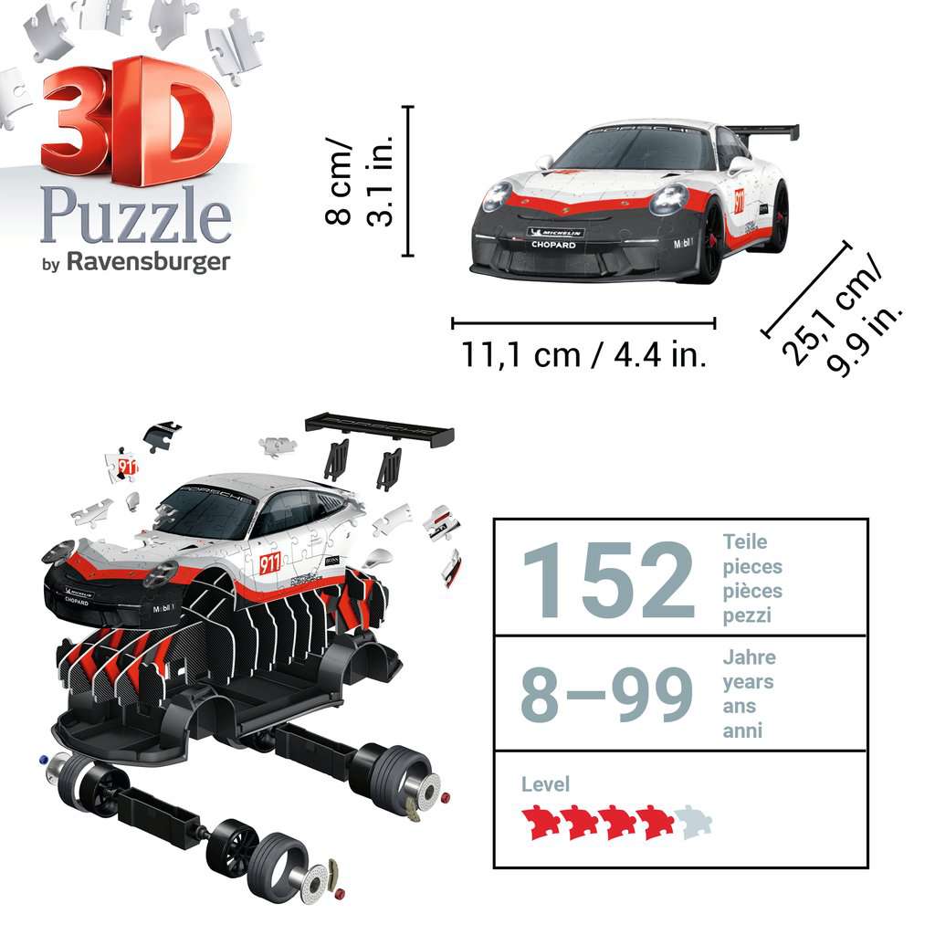 Porsche 911 GT3 Cup 152 Piece 3D Jigsaw Puzzle Ravensburger Puzzle Merchant
