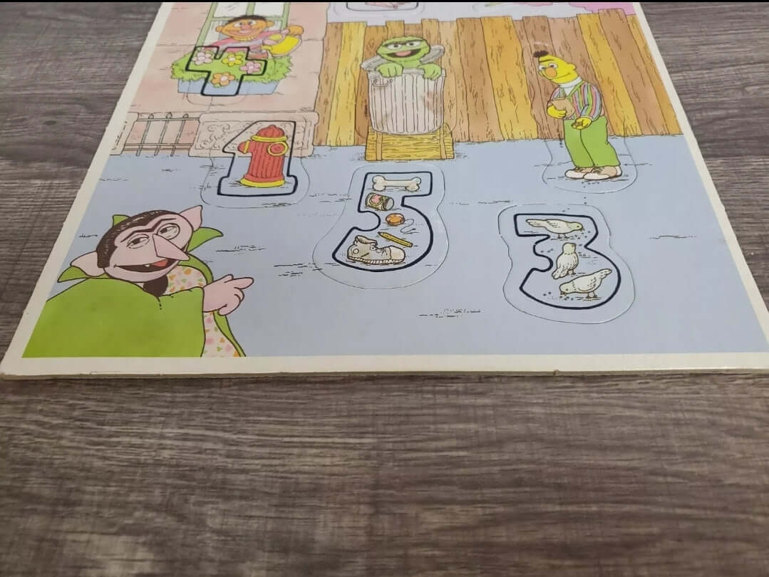 Vintage Golden Sesame Street Numbers Neighborhood Frame Tray Puzzle VTG 1988 - The Bargains Basement