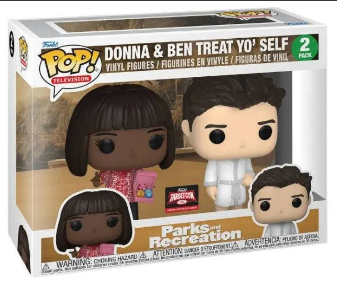 Parks and Recreation Donna & Ben Treat Yo Self Pop! Vinyl Figure 2-Pack - The Bargains Basement