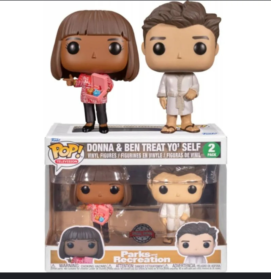 Parks and Recreation Donna & Ben Treat Yo Self Pop! Vinyl Figure 2-Pack - The Bargains Basement