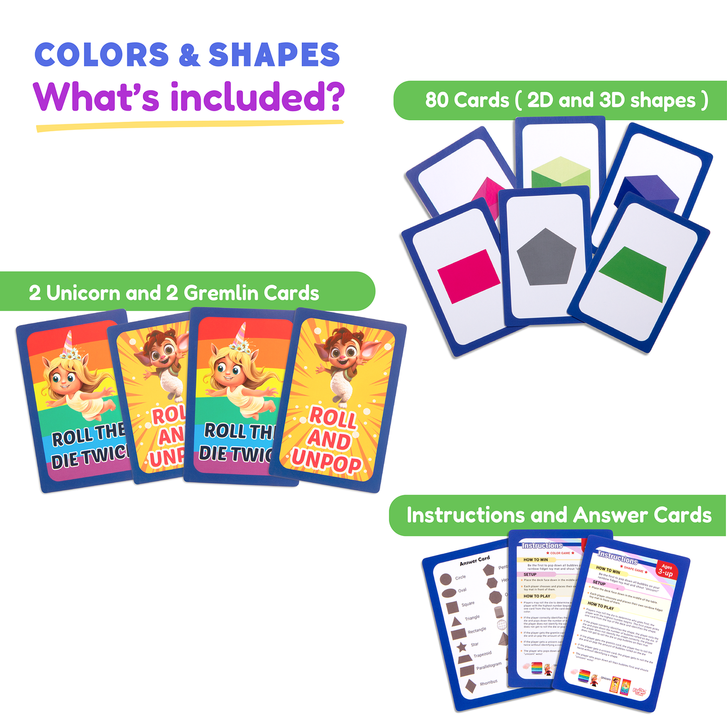 2D & 3D Shapes & Colors Card Pack The Fidget Games