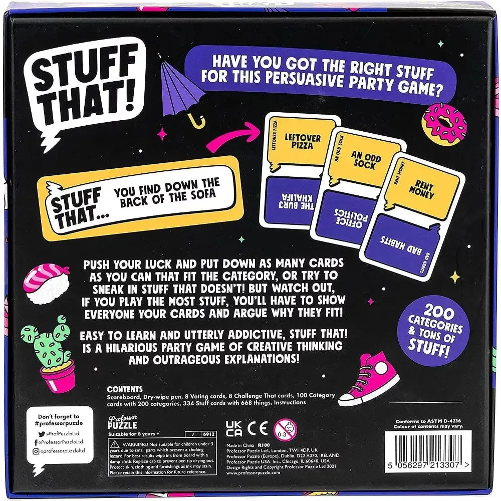 Stuff That! - Persuasive Party Game - Professor Puzzle Puzzle Merchant