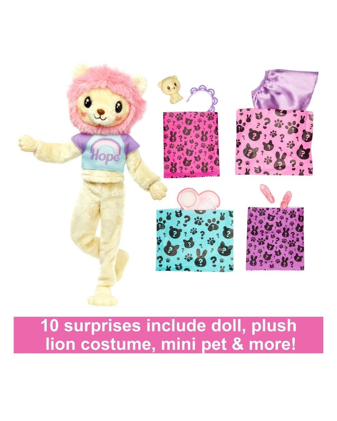 Barbie Cutie Reveal Cozy Cute Tees Lion Doll - The Bargains BasementBarbie Cutie Reveal Cozy Cute Tees Lion Doll