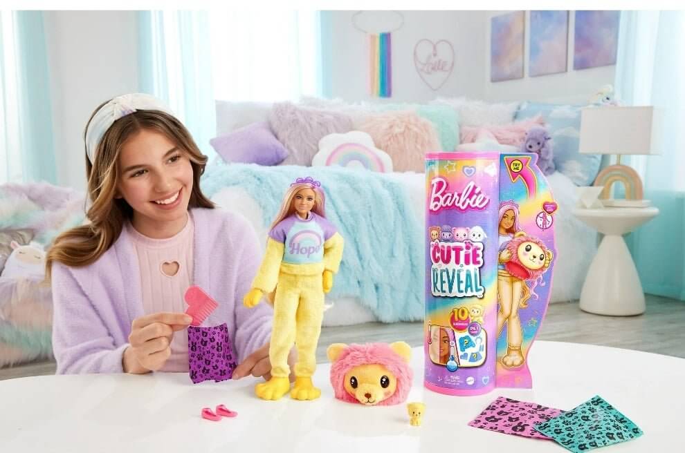 Barbie Cutie Reveal Cozy Cute Tees Lion Doll - The Bargains BasementBarbie Cutie Reveal Cozy Cute Tees Lion Doll
