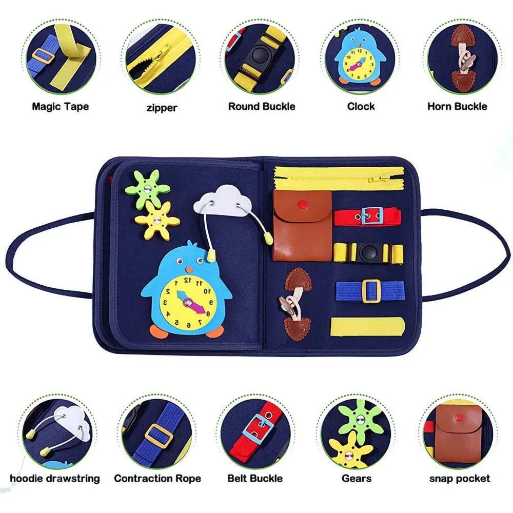 Busy Board Felt Cloth Book – Educational Toy for Toddlers - The Bargains BasementBusy Board Felt Cloth Book – Educational Toy for Toddlers