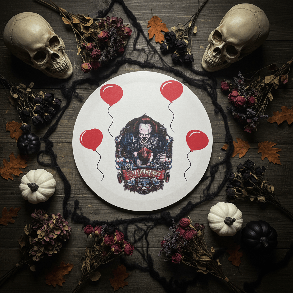 Halloween Horror Clown 16" Round Canvas Wall Hang - The Bargains BasementHalloween Horror Clown 16" Round Canvas Wall Hang