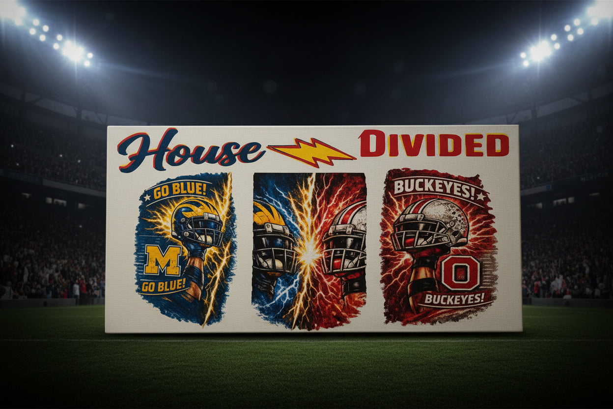 House Divided Michigan Wolverines vs Ohio State Buckeyes Canvas Sign The Bargains Basement