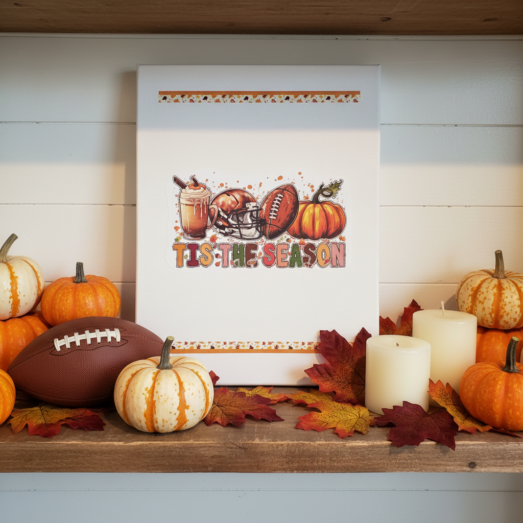 Tis The Season – Handmade 8x10x1 Fall Football Canvas Sign The Bargains Basement