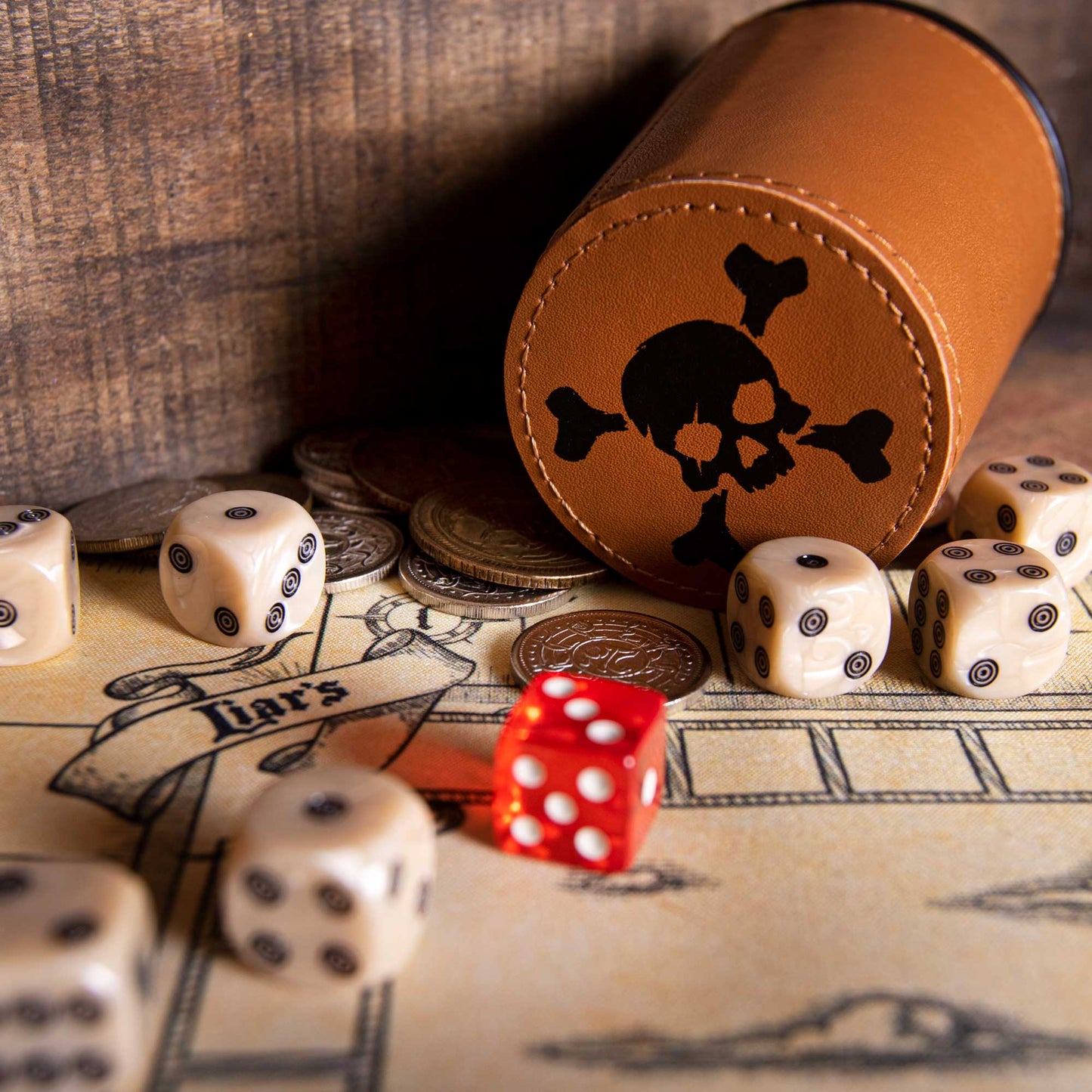 Pirate - Themed Liar's Dice Game - Classic Bluffing Fun - The Bargains BasementPirate - Themed Liar's Dice Game - Classic Bluffing Fun