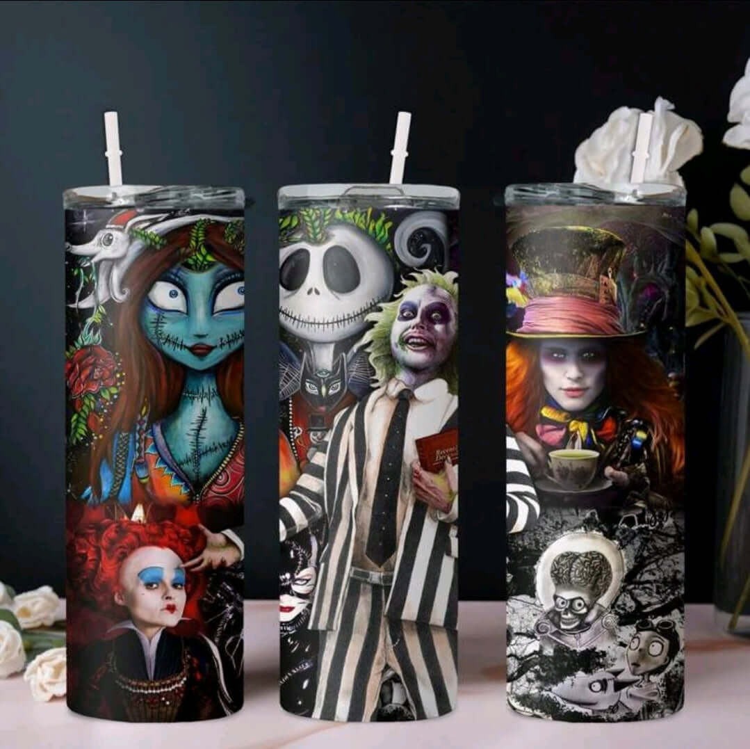 Disney Beatle Juice, Jack, & Sally Stainless Steel Thermal Tumbler 20oz.. - The Bargains Basement