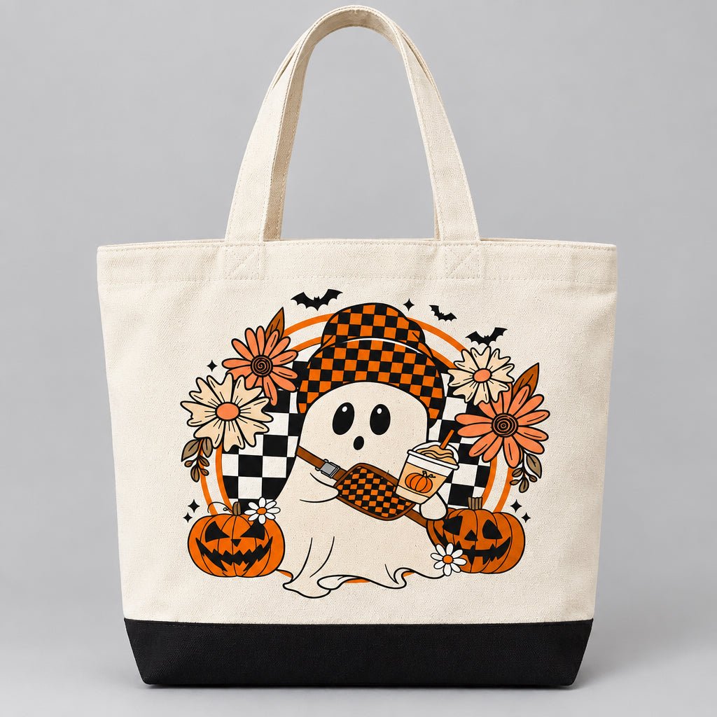 Spooky Season Ghost Witch Halloween Canvas Tote Bag - The Bargains BasementSpooky Season Ghost Witch Halloween Canvas Tote Bag