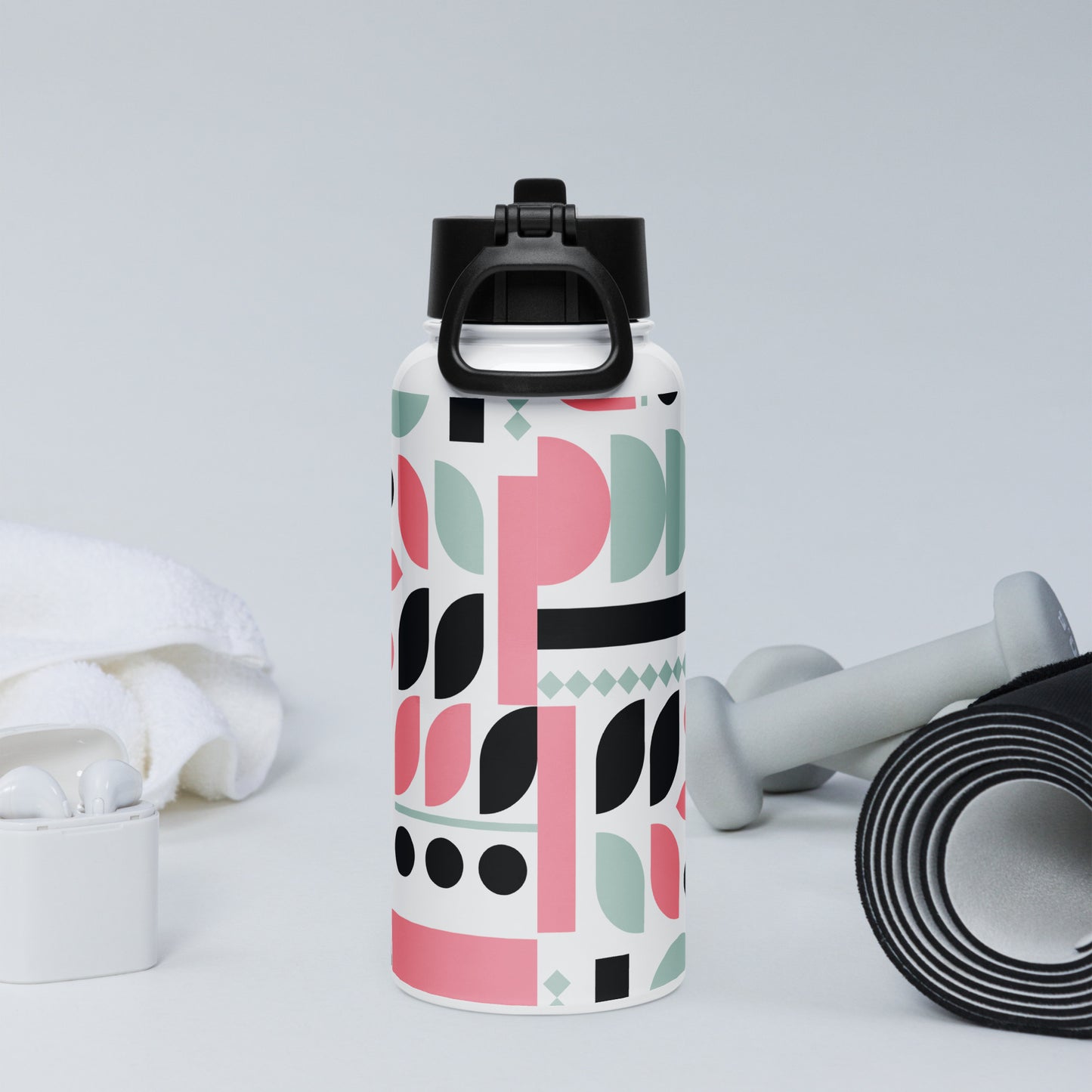 Colorful Stainless steel water bottle with a straw lid