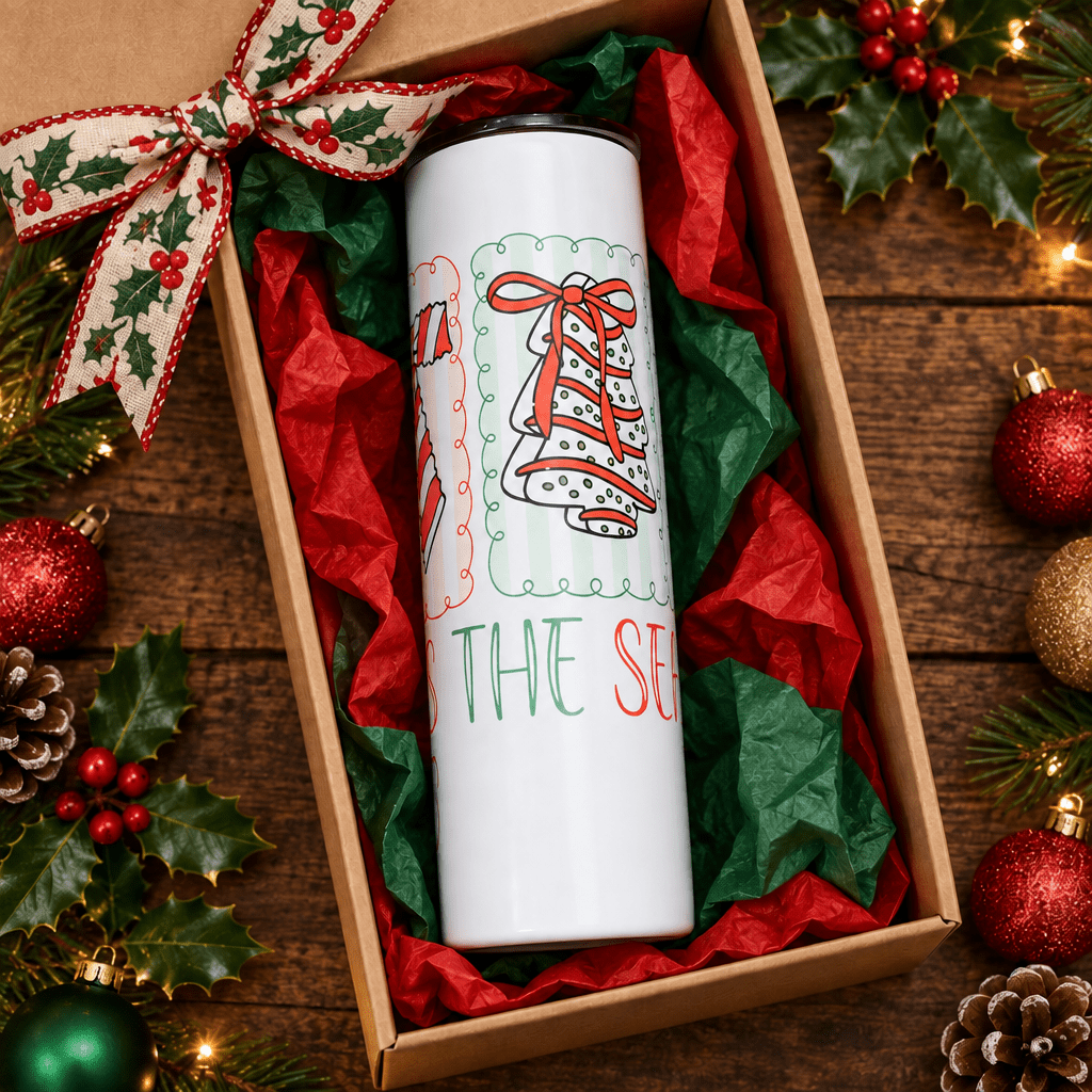 Tis the Season 20oz Skinny Christmas Tumbler – Handmade Holiday Drinkware - The Bargains BasementTis the Season 20oz Skinny Christmas Tumbler – Handmade Holiday Drinkware