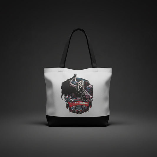 Welcome to Woodsboro Ghostface Canvas Tote Bag | Handmade | Scream Horror Gift The Bargains Basement