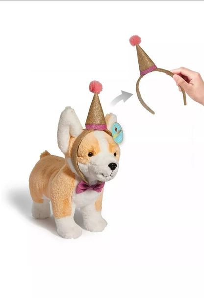 11" Corgi Plush Cuddly Stuffed Animal with Party Hat - The Bargains Basement11" Corgi Plush Cuddly Stuffed Animal with Party Hat