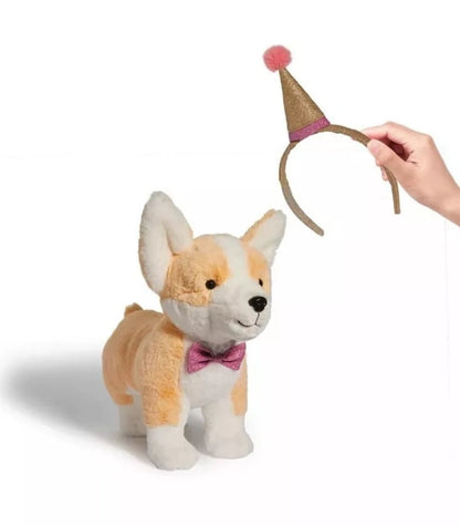 11" Corgi Plush Cuddly Stuffed Animal with Party Hat - The Bargains Basement11" Corgi Plush Cuddly Stuffed Animal with Party Hat