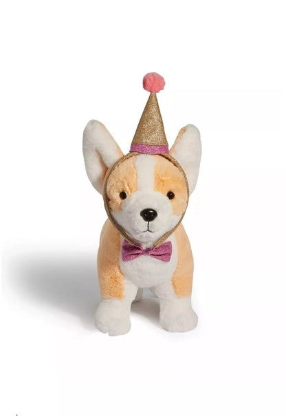 11" Corgi Plush Cuddly Stuffed Animal with Party Hat - The Bargains Basement11" Corgi Plush Cuddly Stuffed Animal with Party Hat