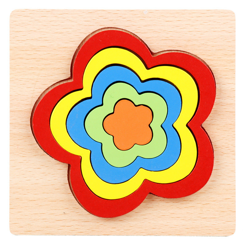 Wooden Geometric Shape Puzzle – Educational Cognitive Toy for Kids