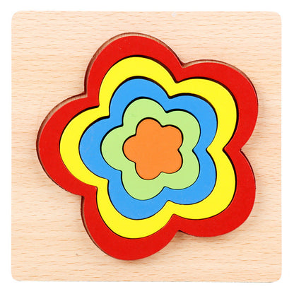 Wooden Geometric Shape Puzzle – Educational Cognitive Toy for Kids