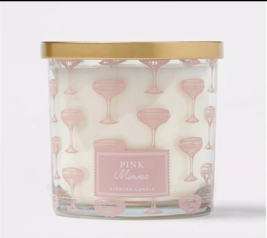 14oz Lidded Glass Scented Candle Pink Mimosa - Lead Free Wicks Threshold - The Bargains Basement14oz Lidded Glass Scented Candle Pink Mimosa - Lead Free Wicks Threshold