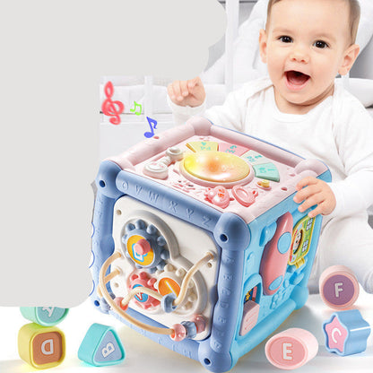 Baby Musical Hand Drum Toy – Activity Cube with Lights, Sounds, and Blocks