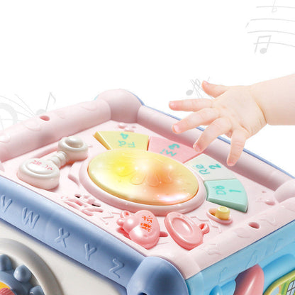 Baby Musical Hand Drum Toy – Activity Cube with Lights, Sounds, and Blocks