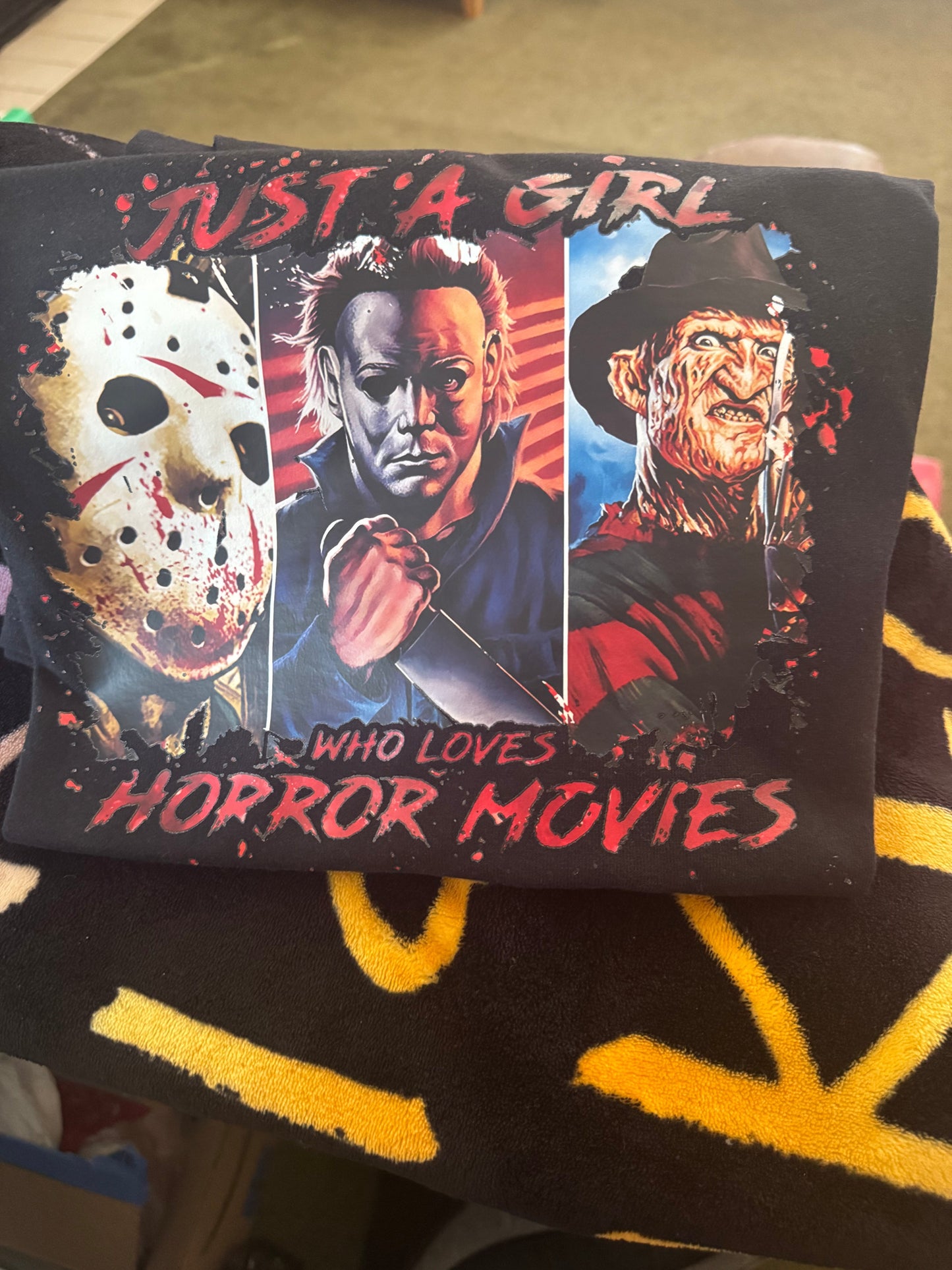 Just a Girl Who Loves Horror Movies T-Shirt | Handmade Horror Tee The Bargains Basement