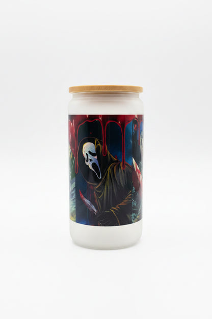 Horror Movie Villains Frosted Glass Can Tumbler | Halloween Drinkware The Bargains Basement