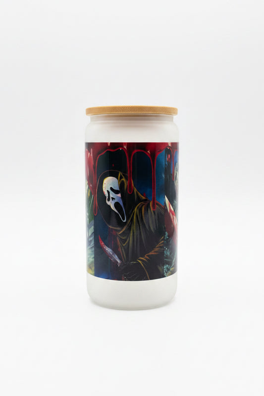 Horror Movie Villains Frosted Glass Can Tumbler | Halloween Drinkware The Bargains Basement