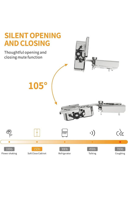 30 Pack 3/8" Overlay 4D Soft Close Concealed Hinges for Face Frame Door,... - The Bargains Basement30 Pack 3/8" Overlay 4D Soft Close Concealed Hinges for Face Frame Door,...