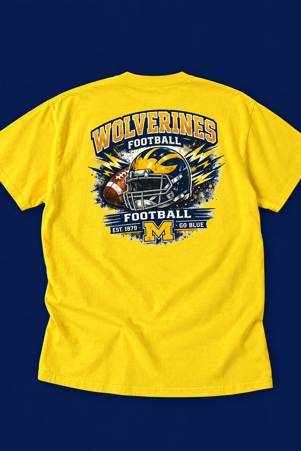 Yellow Wolverines Football Graphic T-Shirt – Large The Bargains Basement