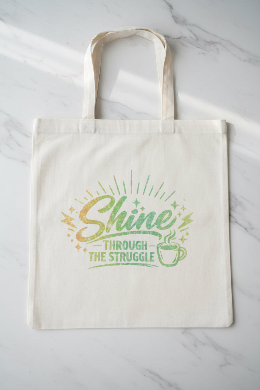 Shine Through the Struggle – Handmade Canvas Tote Bag The Bargains Basement