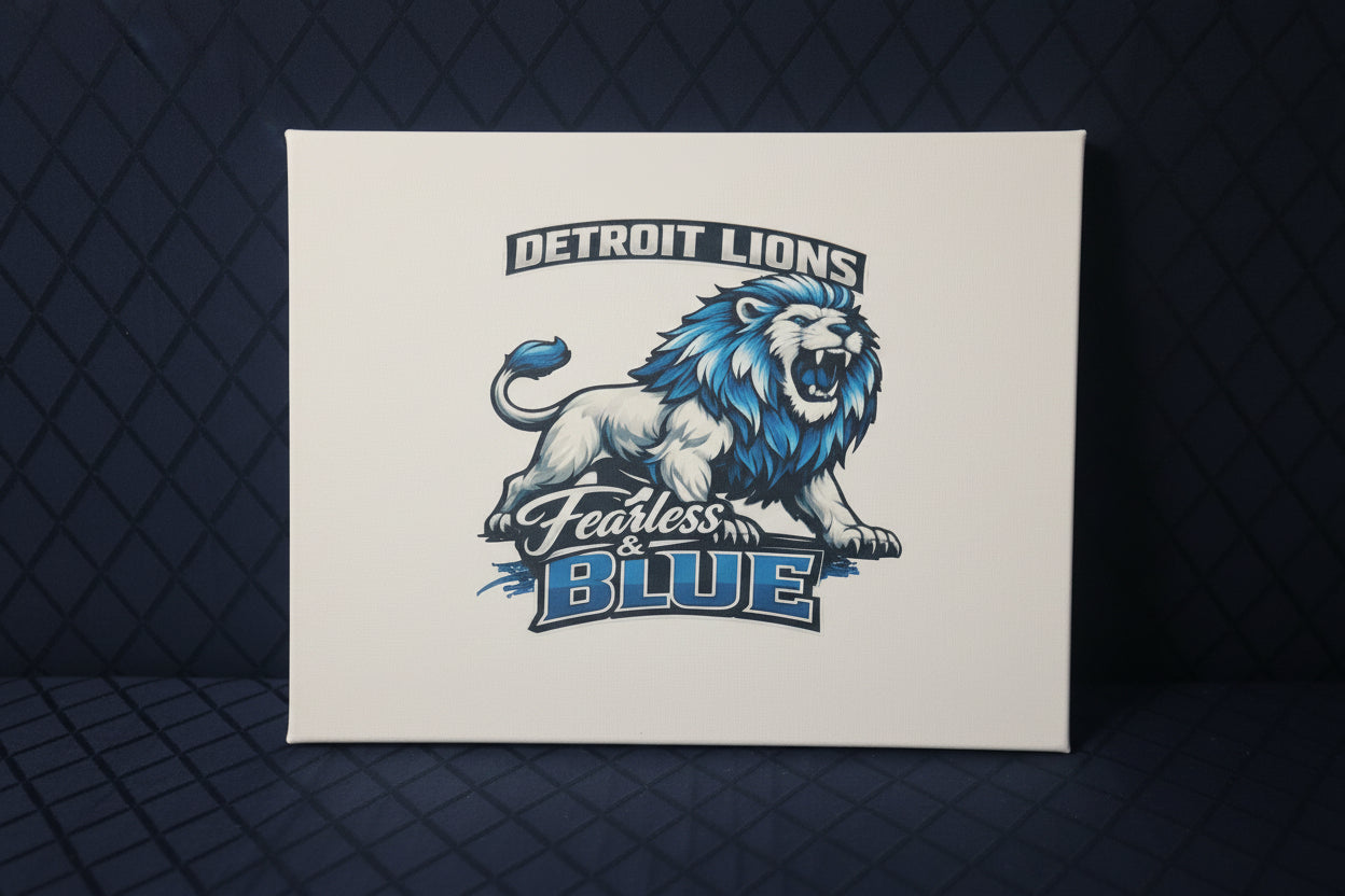 Detroit Lions Fearless & Blue – Handmade 11x14x1 Canvas Sign The Bargains Basement