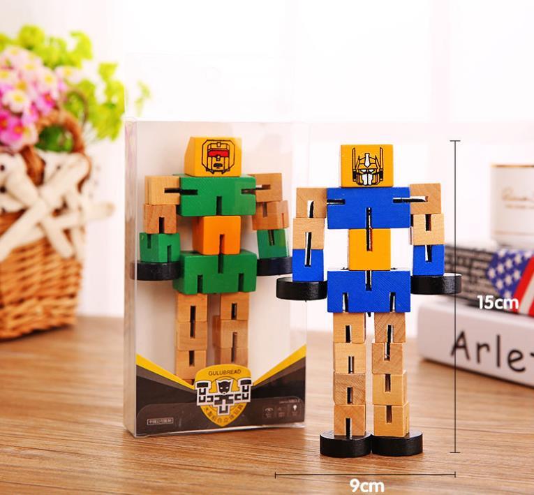 Wooden Robot Puzzle Toy – 3D Educational Assembly Kit for Kids