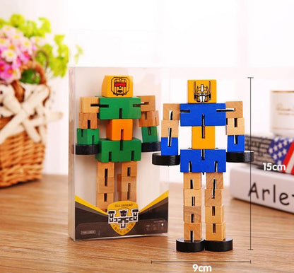 Wooden Robot Puzzle Toy – 3D Educational Assembly Kit for Kids