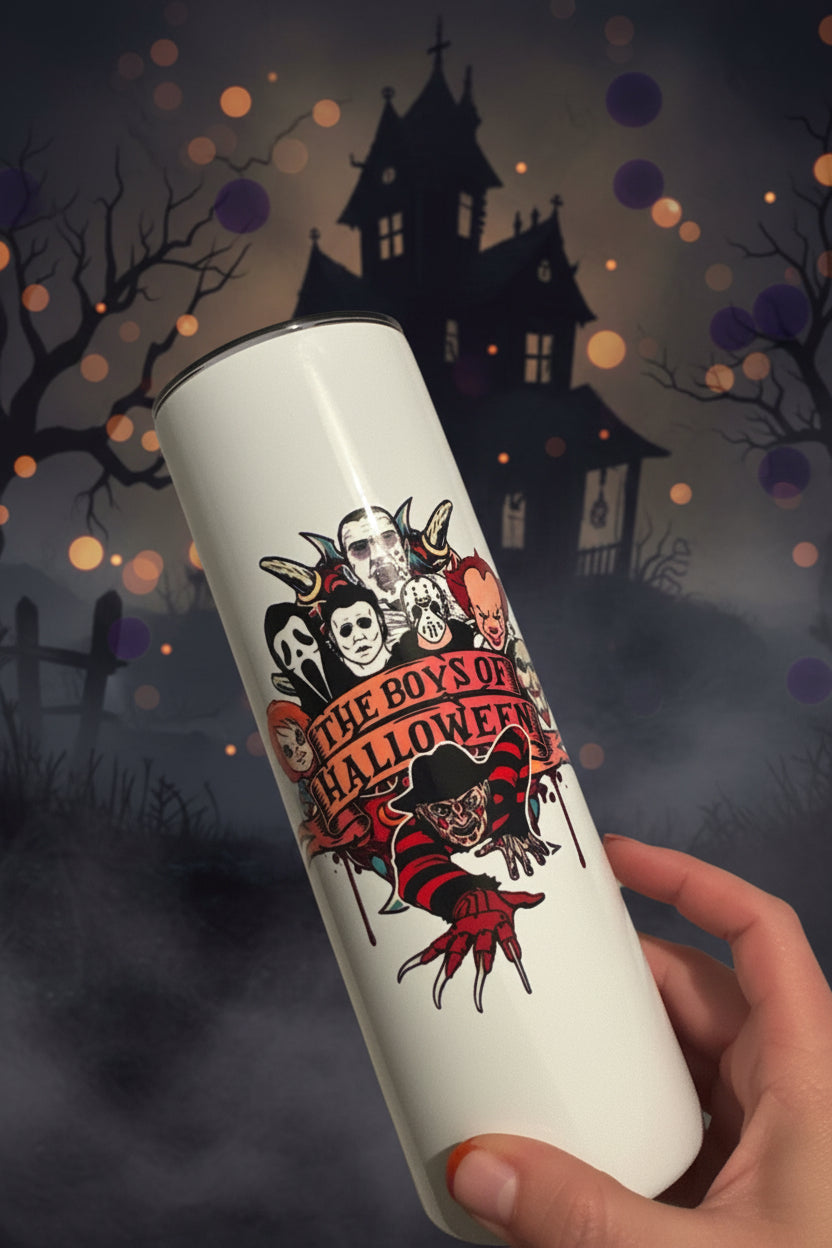 Boys of Halloween Double-Sided Stainless Steel Tumbler with Straw | 20oz Halloween Drinkware The Bargains Basement