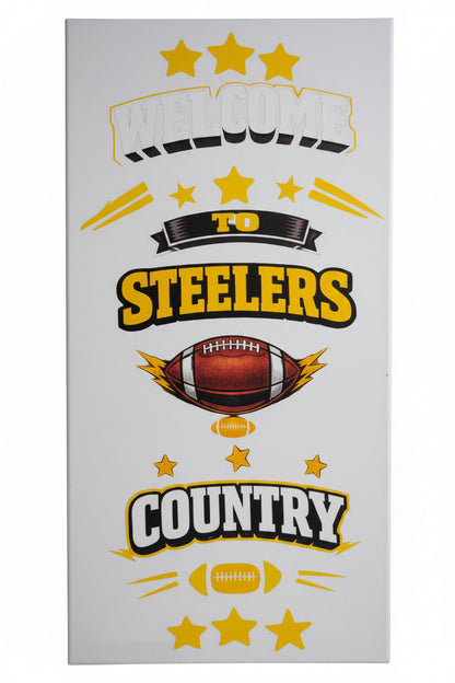 Welcome to Steelers Country Sign 12x24 – Handmade Canvas Wall Art The Bargains Basement