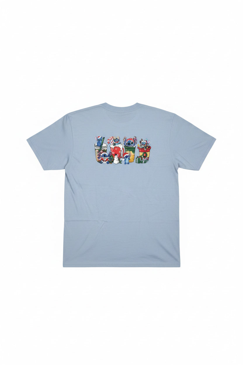 Christmas Stitch Holiday Cups Graphic T-Shirt | Handmade Holiday Tee The Bargains Basement