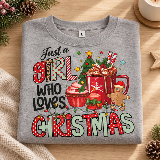Just a Girl Who Loves Christmas T-Shirt | Size Large The Bargains Basement