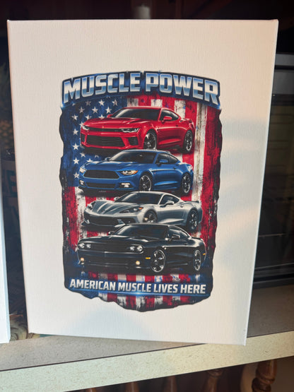 Muscle Power American Muscle Cars 8x10 Canvas Sign The Bargains Basement