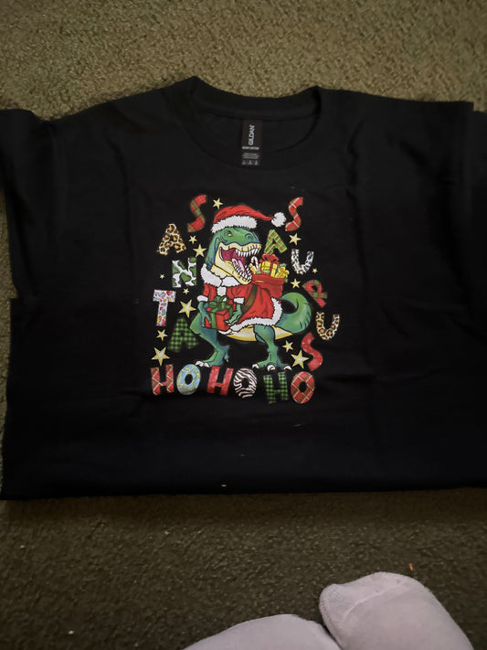 Santasaurus Rex Youth Christmas T-Shirt | Size Large The Bargains Basement