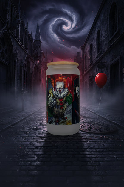 Horror Movie Villains Frosted Glass Can Tumbler | Halloween Drinkware The Bargains Basement
