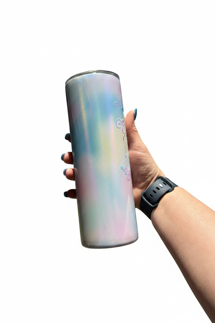 Enjoy the Little Things – Handmade Holographic Frosted Glass Tumbler The Bargains Basement