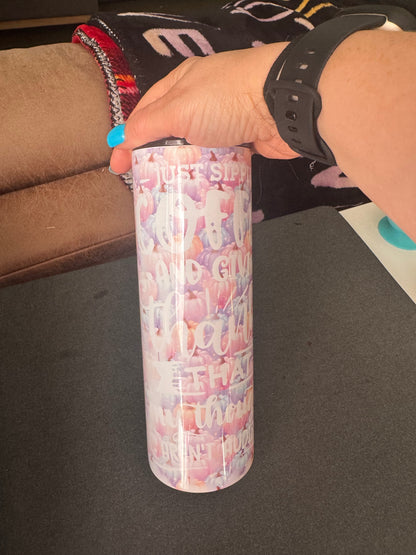 Just Sippin Coffee and Giving Thanks Pastel Pumpkin Skinny Tumbler | Handmade Fall Drinkware The Bargains Basement